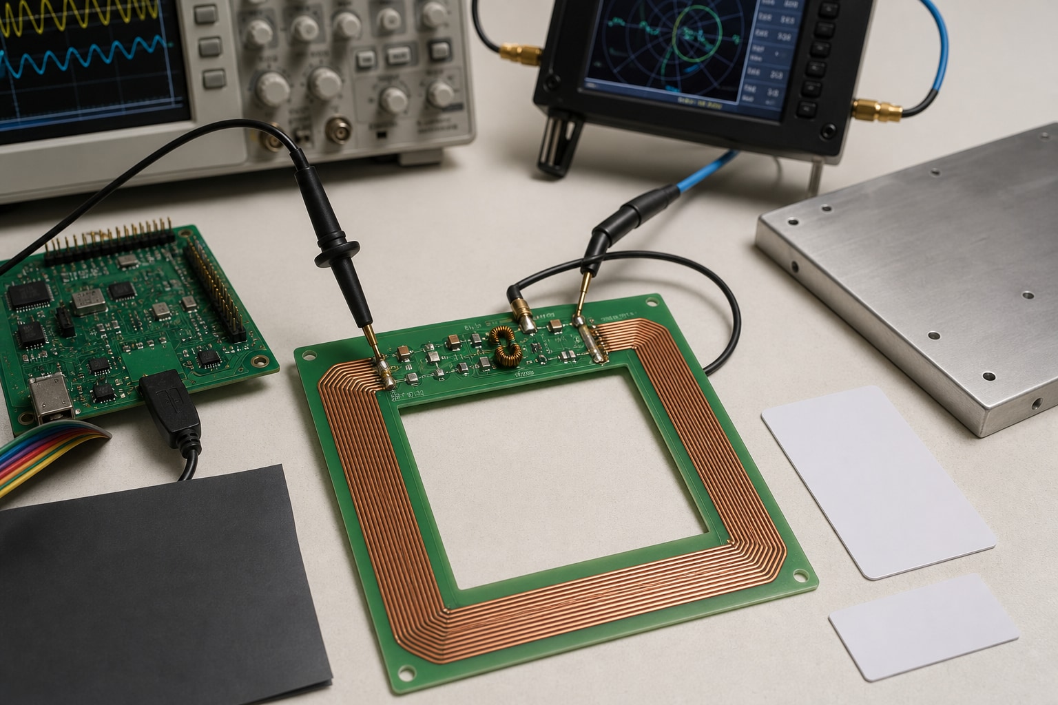 13.56 MHz NFC loop antenna impedance and matching validation with vector network analyzer for CLRC663 or NF663 reader design