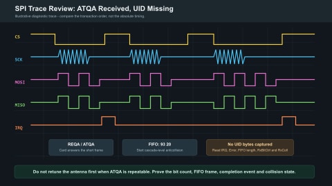 CLRC663 STM32 SPI ATQA and UID debugging trace