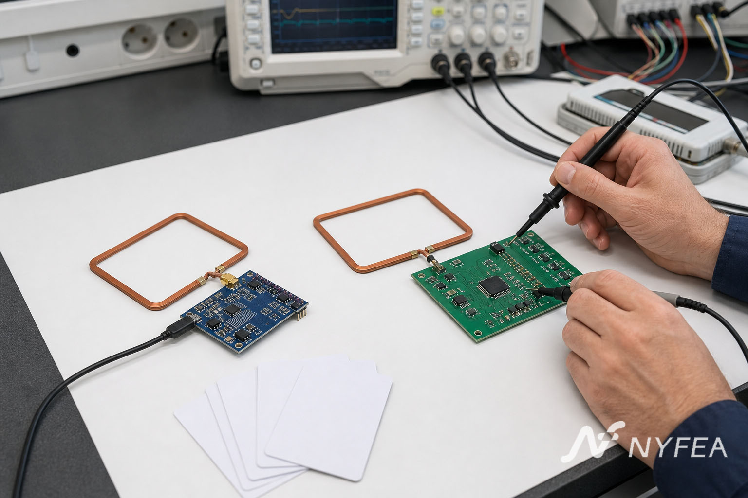 Side-by-side laboratory evaluation of an existing MFRC522-based RFID reader and a new NF522 reader design