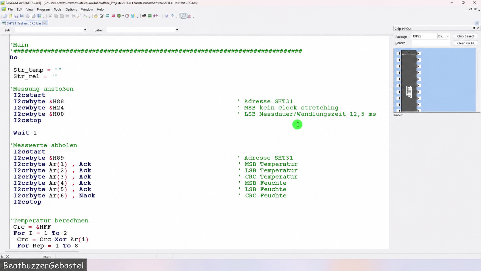 BASCOM AVR code reading six SHT31 bytes with ACK and final NACK
