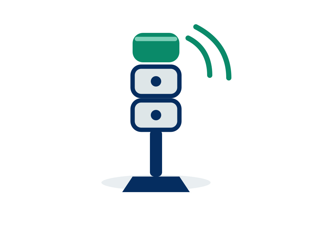 Status indicator and LED gating icon