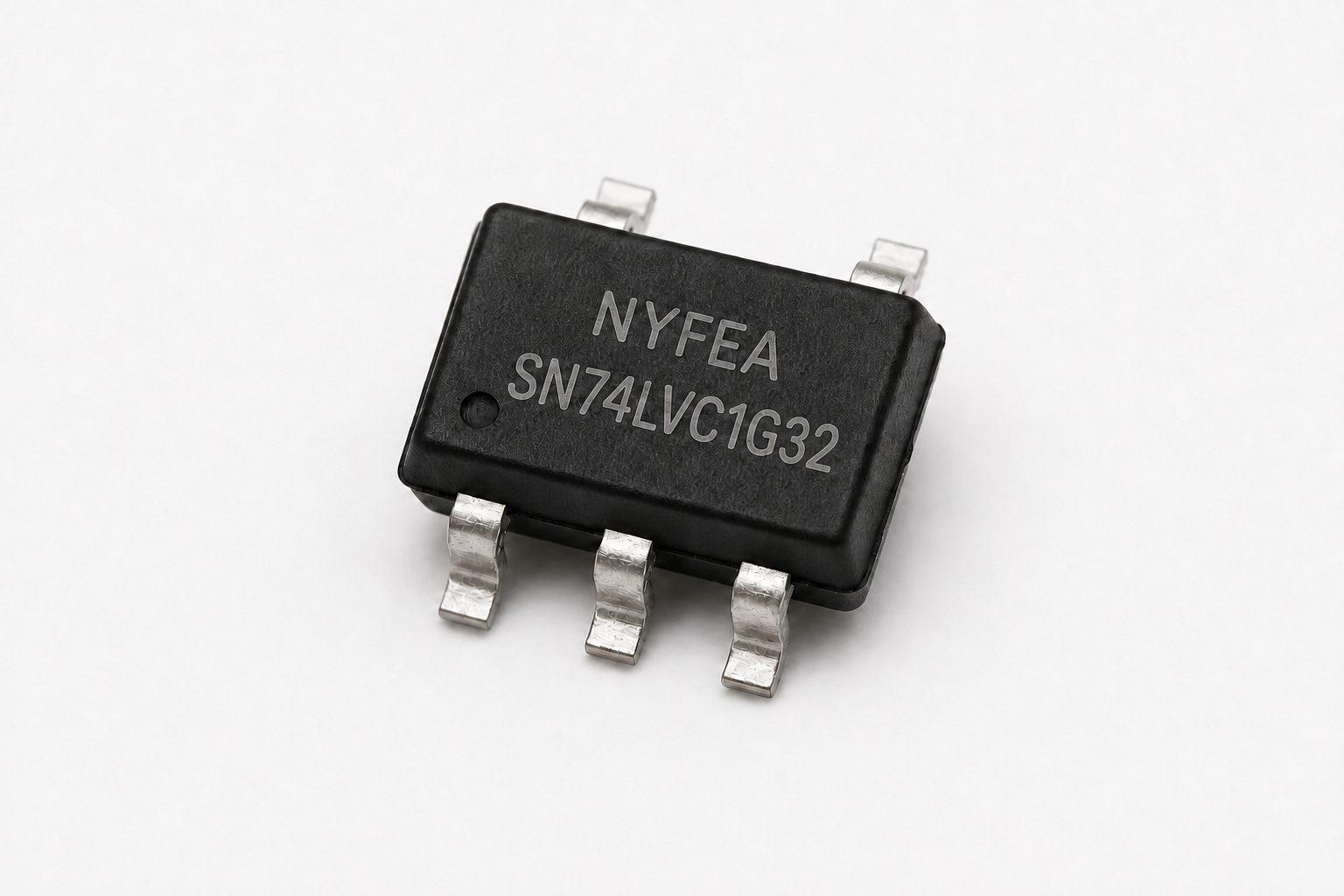 Photorealistic SN74LVC1G32 package image with NYFEA full-model identification