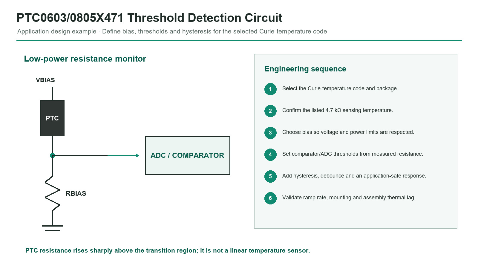 PTC0603-0805X471 comparator or ADC threshold detection circuit