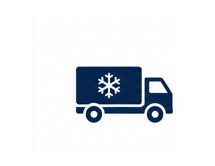 Cold-chain transportation icon showing a refrigerated truck
